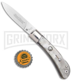 AKC Speed Hunter Dark/Light Horn Automatic Knife - Polish Plain -Grindworx AKC Speed Hunter Auto Italian Knife Dark Horn Polish BHQ 50883 jr bottlecap large