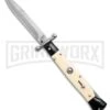 AKC World 9" Swinguard Ivory/Black Bolsters W/Box Automatic Knife - Polish -Grindworx AKC World 9in Swinguard Ivory Black Bolsters w Box Automatic Knife Polish BHQ 218401 hd large