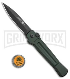 AKC X-treme Ace Dark Green Automatic Knife - Black Plain -Grindworx AKC X TREME ACE Side Opening Automatic Knife Green Black BHQ 100385 kp bottle cap large