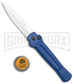 AKC X-treme ACE Blue Automatic Knife - Satin Plain -Grindworx AKC X treme Ace Auto Blue Satin BHQ 105467 jr bottlecap large