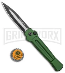 AKC X-treme Ace Green Automatic Knife - Black Two Tone Plain -Grindworx AKC X treme Ace Auto Green Black TT ACE GTT BHQ 136921 jr bottlecap large
