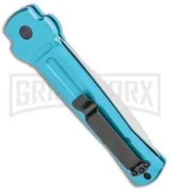 AKC X-treme ACE Light Blue Automatic Knife - Satin Plain -Grindworx AKC X treme Ace Auto Light Blue Satin BHQ 105418 jr side large
