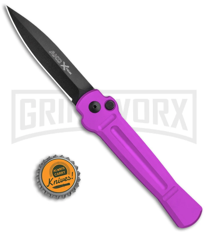 AKC X-treme Ace Purple Automatic Knife - Black Plain 6 AKC X-treme Ace Purple Automatic Knife - Black Plain - Image 4