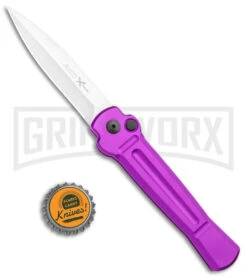 AKC X-treme Ace Purple Automatic Knife - Stonewash Plain -Grindworx AKC X treme Ace Auto Purple Satin BHQ 179205 jr bottlecap large