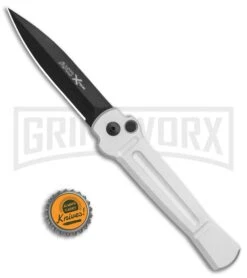 AKC X-treme Ace Silver Black Automatic Knife -Grindworx AKC X treme Ace Auto Silver Black BHQ 113942 jr bottlecap large