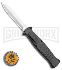 AKC X-treme EVO Black OTF Automatic Knife - Satin Plain Dagger -Grindworx AKC X treme EVO OTF Automatic Knife Black 3.5 Satin Dagger BHQ 119723 LS Bottlecap large