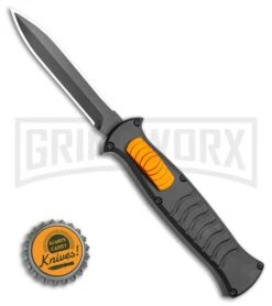 AKC X-treme EVO Black / Orange Slide OTF Automatic Knife - Black Plain Dagger -Grindworx AKC X treme EVO OTF Automatic Knife Black Orange Slide 3.5 Black Dagger BHQ 119626 LS Bottlecap large