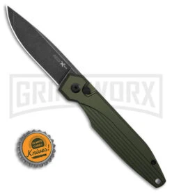 AKC X-treme Dandy Green Aluminum Automatic Knife - Black Stonewash Plain 9 AKC X-treme Dandy Green Aluminum Automatic Knife - Black Stonewash Plain -Grindworx AKC Xtreme Dandy Green Aluminum AK Black SW BHQ 174571 td size large