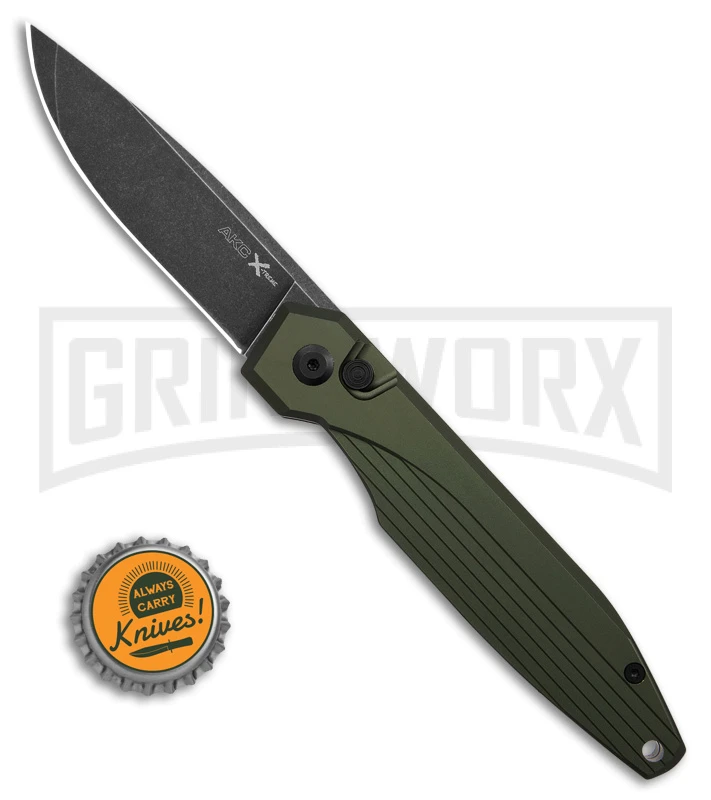 AKC X-treme Dandy Green Aluminum Automatic Knife - Black Stonewash Plain 6 AKC X-treme Dandy Green Aluminum Automatic Knife - Black Stonewash Plain - Image 4