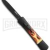 AKC Concord Flames OTF Automatic Knife - Flat Grind Black Plain -Grindworx AKC concord flames flat grind black plain BP 19005 jr large