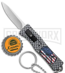 American Flag Mini Dog Tag Gray Carbon Fiber D/A OTF Auto Knife -Satin Plain -Grindworx American Flag Mini Dog Tag CF DA Auto Satin BHQ 175038 jr bottlecap large