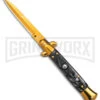 9" Anomaly Stiletto Black Pearlex Automatic Knife - Gold Bayo
