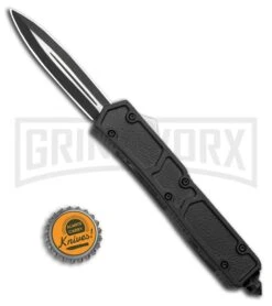 Atomic Slim Dagger Black OTF Automatic Knife - Dagger Two Tone Plain -Grindworx Atomic 2 Black OTF Automatic Knife Dagger Two Tone GX 33746 ns bottlecap large