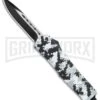 Atomic Lance OTF Automatic Knife White Camo - Two Tone Drop Point -Grindworx Atomic Defender DP White Camo OTF Auto Black Plain GX 28723 jr large