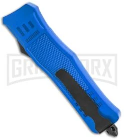Atomic Defender Large OTF Automatic Knife Police Blue - Two Tone Blue Dagger -Grindworx Atomic Defender Large OTF Auto Police Blue Blue TT Dagger GX 37320 jr side large