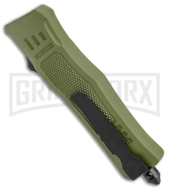 Atomic Defender Mini OTF Automatic Knife Army Green - Two Tone Serr Tanto 5 Atomic Defender Mini OTF Automatic Knife Army Green - Two Tone Serr Tanto - Image 3