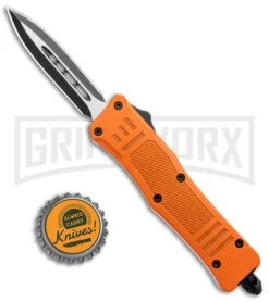 Atomic Defender Mini OTF Automatic Knife Orange - Two Tone Dagger -Grindworx Atomic Defender Mini OTF Auto Orange TT Dagger BHQ 141104 jr bottlecap large