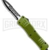 Atomic Defender Mini OTF Automatic Knife OD Green - Serr Two Tone Dagger -Grindworx Atomic Defender OD Green OTF Auto Dagger TT Serr GX 36393 jr large