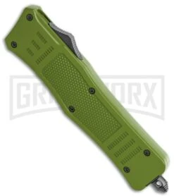 Atomic Defender Mini OTF Automatic Knife OD Green - Serr Two Tone Dagger -Grindworx Atomic Defender OD Green OTF Auto Dagger TT Serr GX 36393 jr spine large