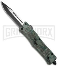 Atomic Defender Large OTF Automatic Knife Green Digi Camo - Two Tone Clip Point