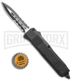 Atomic Mini Shield Dagger Black OTF Automatic Knife - Serr -Grindworx Atomic Mini Shield Dagger Black OTF Auto Serr GX 19604 jr bottlecap large