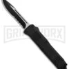 Atomic Shield Large Drop Point Black OTF Automatic Knife - Two Tone Serrated -Grindworx Atomic Shield Large DP Black OTF TT Serr GX 34162 jr large