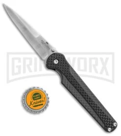 Bear OPS 300 Stiletto Carbon Fiber Folding Knife - Satin Plain -Grindworx Bear OPS Stiletto cf satin BHQ 67551 er size large