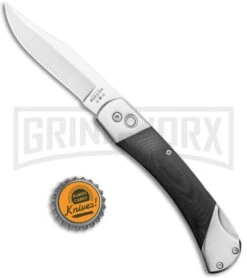 Bear And Son Black G-10 Automatic Lockback Knife - Satin Plain GA97 -Grindworx Bear and Son Auto LB Black G 10 Satin GA97 BHQ 120902 jr bottlecap large