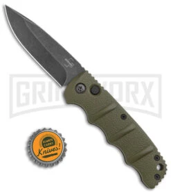 Boker Kalashnikov OD Green Automatic Knife - Drop Point Smokewash Plain -Grindworx Boker Kalashnikov Auto OD Green D2 Smokewash BHQ 144761 jr bottlecap large 1