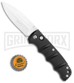 Boker Kalashnikov Black Automatic Knife - D2 Satin Plain -Grindworx Boker Kalashnikov Dagger Black Satin BHQ 9485 or BHQ 110509 jr bottlecap large