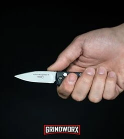 Boker Mini Kalashnikov Black Automatic Knife - Bead Blast Plain -Grindworx Boker Mini Kalashnikov Automatic Knife Black Bead Blast 01KALS73 BHQ 10758 kp in hand web large 2
