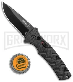 Boker Mini Strike Automatic Knife Black - Drop Point Black Plain -Grindworx Boker Mini Strike Auto Black Black 01BO436NSOI BHQ 99629 jr bottlecap large