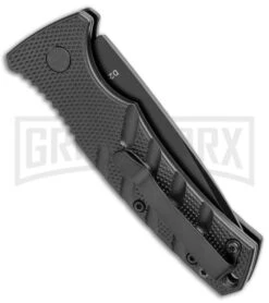 Boker Mini Strike Automatic Knife Black - Drop Point Black Plain -Grindworx Boker Mini Strike Auto Black Black 01BO436NSOI BHQ 99629 jr side large