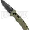 Boker Mini Strike Automatic Knife OD Green - Drop Point Black SW Plain