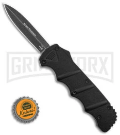 Boker Kalashnikov Black Aluminum OTF Automatic Knife - Dagger Black SW Plain -Grindworx Boker Plus Kalashinov Dagger OTF Automatic Knife Black Aluminium 3in Black SW BHQ 126000 td size large
