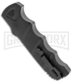 Boker Kalashnikov Black Aluminum OTF Automatic Knife - Bowie Black SW Plain -Grindworx Boker Plus Kalashnikov DA OTF Auto Black SW BHQ 113130 jr side large