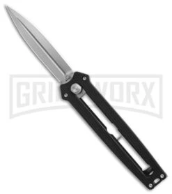 Boker Plus Slike Black OTF Manual Dagger Knife - Stonewash Plain