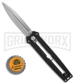 Boker Plus Slike Black OTF Manual Dagger Knife - Stonewash Plain -Grindworx Boker Plus Slike Manual OTF Knife Black G10 2in SW BHQ 39166 td size large