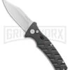 Boker Plus Strike Automatic Knife - Bowie Stonewash Plain -Grindworx Boker Plus Strike Bowie Auto Black SW 01BO429NSOI BHQ 97034 jr large