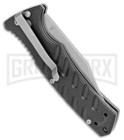 Boker Plus Strike Automatic Knife - Bowie Stonewash Plain -Grindworx Boker Plus Strike Bowie Auto Black SW 01BO429NSOI BHQ 97034 jr side large