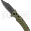 Boker Plus Strike OD Green Automatic Knife - Bowie Black Stonewash Plain -Grindworx Boker Plus Strike Bowie Auto OD Green Black Wash BHQ 125301 jr large