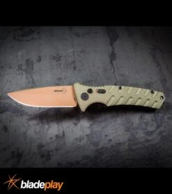 Boker Plus Strike Desert Warrior OD Green Automatic Knife - D2 Drop Point Copper -Grindworx Boker Plus Strike Desert Warrior OD Green Automatic Knife Drop Point Chopper BP20049 kp large 1