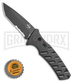 Boker Plus Strike Automatic Knife - Tanto Black Serrated -Grindworx Boker Plus Strike Tanto Automatic Knife 3.25 Black Serr 01BO401N LS Bottlecap large