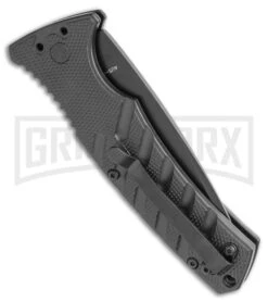 Boker Plus Strike Automatic Knife - Tanto Black Serrated -Grindworx Boker Plus Strike Tanto Automatic Knife 3.25 Black Serr 01BO401N LS Side large
