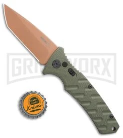 Boker Plus Strike Desert Warrior OD Green Automatic Knife - Tanto Copper Plain -Grindworx Boker Plus Strike Tanto Desert Warrior OD Green copper BHQ 68520 jr bottlecap large