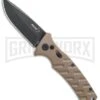 Boker Plus Strike Coyote Brown Automatic Knife - D2 Drop Point Black SW -Grindworx Boker Plus Strike drop point coyote brown black sw BHQ 67882 er jr large