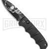 Boker Kalashnikov Skull Black Automatic Knife - Dagger Black Plain -Grindworx Boker Skull Kalashnikov Dagger Auto Black D2 BHQ 48870 jr large