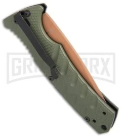 Front Page -Grindworx Boker Strike drop point Desert Warrior OD Green copper BHQ 70998 er side large 1