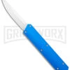 Boker USA Kwaiken OTF Automatic Knife Blue Aluminum (3.4" Satin) 06EX550 -Grindworx Boker USA Kwaiken OTF Auto Blue Aluminum SW 06EX550 BHQ 115742 jr large