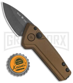Buck Knives Buck Deploy Bronze Mini Automatic Knife - Gray Plain -Grindworx Buck Deploy Mini Auto Burnt Bronze Gray 0839BRS1 BHQ 146022 jr bottlecap large